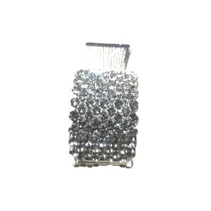 Claw Clip Pony Tail Holder Sparkle Rhinestone Silver Tone Metal